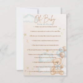 Invitación OH Baby, Baby Shower Trivia Game, True o False