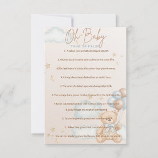 Invitación OH Baby, Baby Shower Trivia Game, True o False