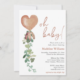 Invitación Oh Baby Balloon Eucalyptus Terracotta Baby Shower