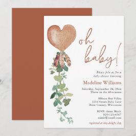 Invitación Oh Baby Balloon Eucalyptus Terracotta Baby Shower