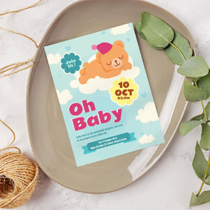 Invitación Oh Baby Bear Cute Love Baby Shower