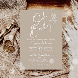 Invitación Oh Baby Beige Género Neutral Baby Shower moderno