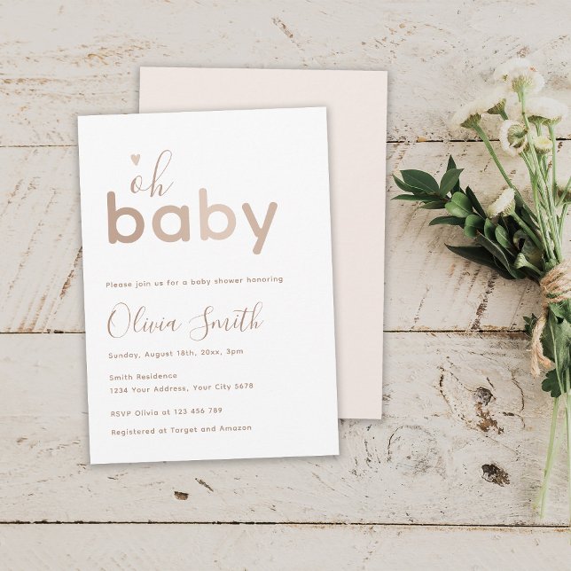 Invitación Oh Baby Beige Neutral Shower (Subido por el creador)