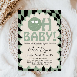 Invitación Oh Baby Beige & Sage Groovy Neutral Baby Shower
