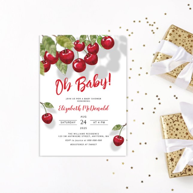 Invitación Oh Baby Berry Sweet Cherry Baby Shower (Subido por el creador)