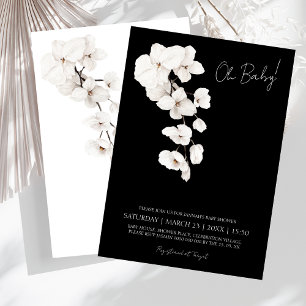 Invitación Oh Baby Black and White Orchids Baby Shower