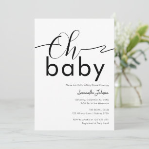 Invitación Oh Baby Black and White Trendy Simple Minimalista