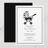 Oh Baby Black Damask Pram Baby Shower