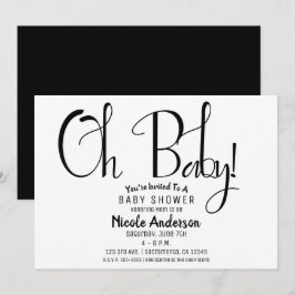 Invitación Oh Baby Black Script Modern Minimal Fiesta de Duch