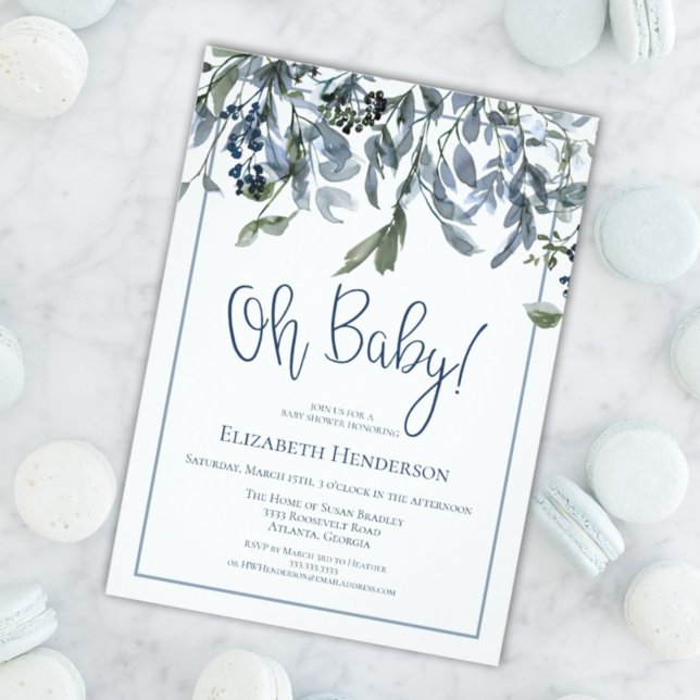 Invitación Oh Baby Blue Baby Shower (Subido por el creador)