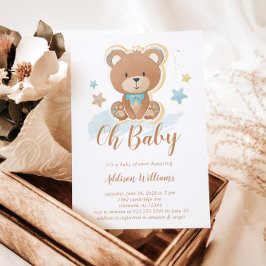 Invitación Oh Baby Blue Boy Teddy Bear Baby Shower