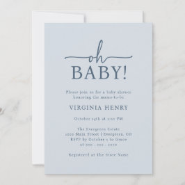 Invitación Oh Baby Blue Fiesta de Bebé