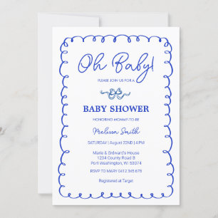 Invitación Oh Baby Blue Hand Drake Baby Shower