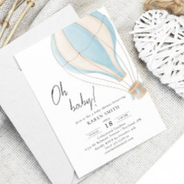 Invitación Oh baby Blue Hot Air Balloon Baby Shower