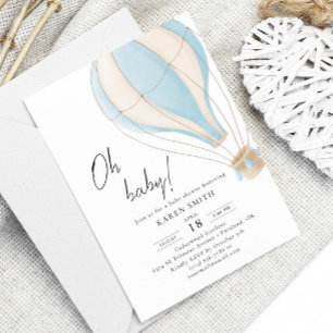 Invitación Oh baby Blue Hot Air Balloon Baby Shower