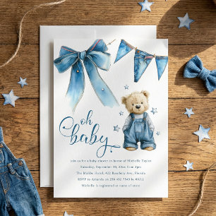 Invitación Oh Baby Blue Jean Baby Denim Baby Shower