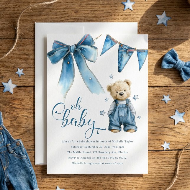 Invitación Oh Baby | Blue Jean Baby Denim Baby Shower (Subido por el creador)