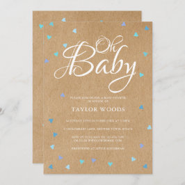 Invitación Oh Baby Blue Love Hearts Baby Shower / Sprinkle