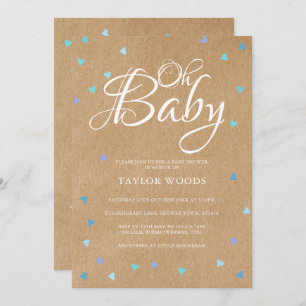 Invitación Oh Baby Blue Love Hearts Baby Shower / Sprinkle