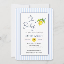 Invitación Oh Baby Blue strips Lemon Baby Baby Baby ducha