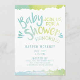 Invitación Oh Baby Blue Watercolor Baby Shower