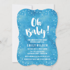 Invitación Oh Baby Blue Watercolor Baby Shower