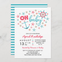 Oh Baby Blue y Red Nautical Baby Shower