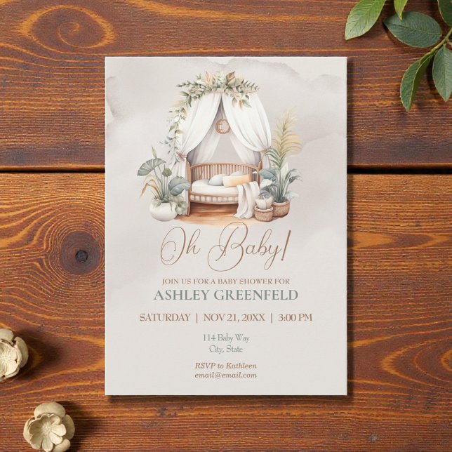 Invitación Oh Baby Boho Aquarela Fiesta de Bebé (Subido por el creador)