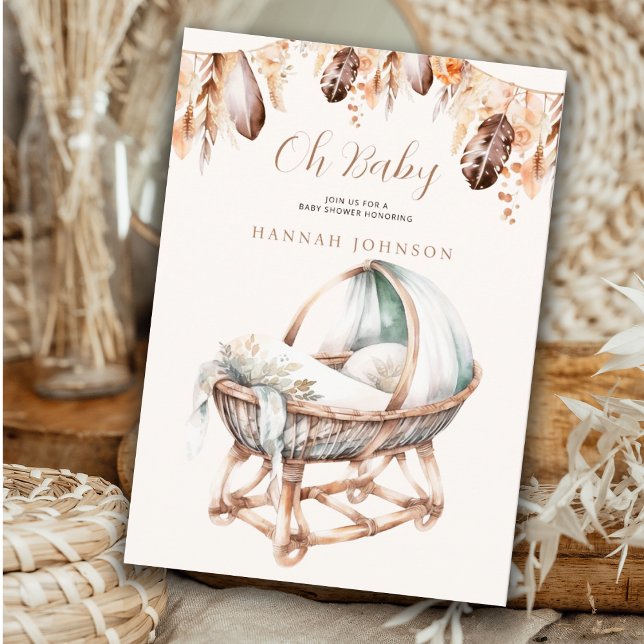 Invitación Oh Baby Boho Baby Crib Feathers Boho Baby Shower (Subido por el creador)