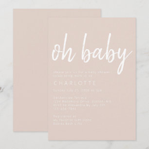 Invitación Oh Baby Boho Beige Género Neutral Baby Shower Inv