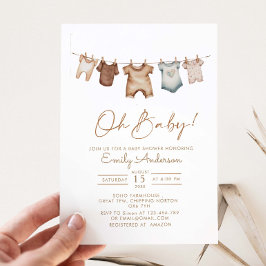 Invitación Oh Baby Boho Clothes Baby Shower