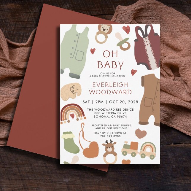 Invitación Oh Baby Boho Clothes Toyys Boy Baby Shower (Subido por el creador)
