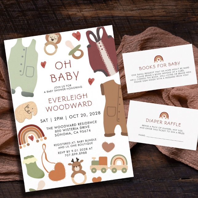 Invitación Oh Baby Boho Clothes Toyys Boy Baby Shower (Subido por el creador)