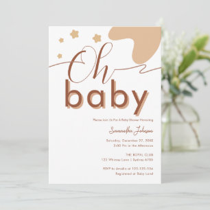 Invitación Oh Baby Boho Script Género Neutral Bebé ducha