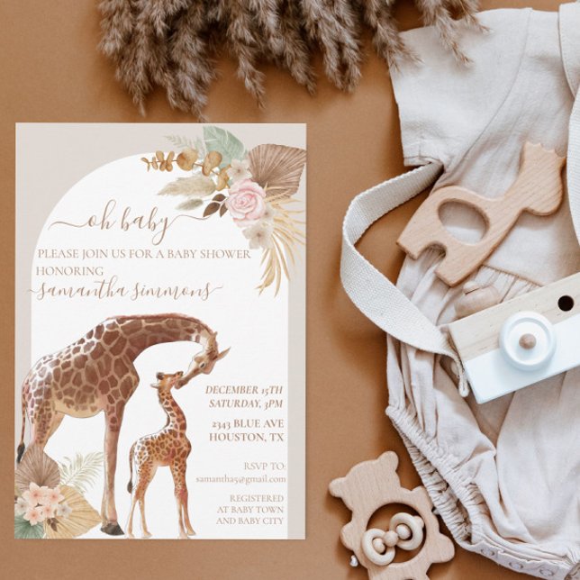 Invitación Oh Baby Boho Tropical Giraffe Mother Baby Shower (Subido por el creador)