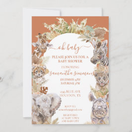 Invitación Oh Baby Boho Tropical Safari Animales de la Jungla