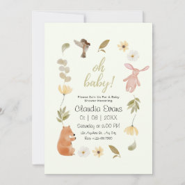 Invitación Oh Baby Boho Woodland Género ducha de bebé neutra