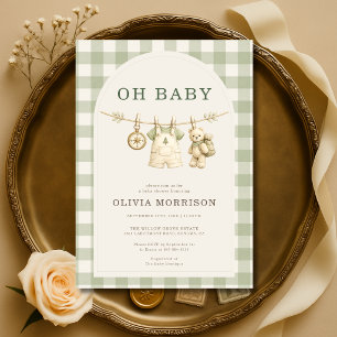Invitación Oh Baby Bosque Ropa de bebé Shower