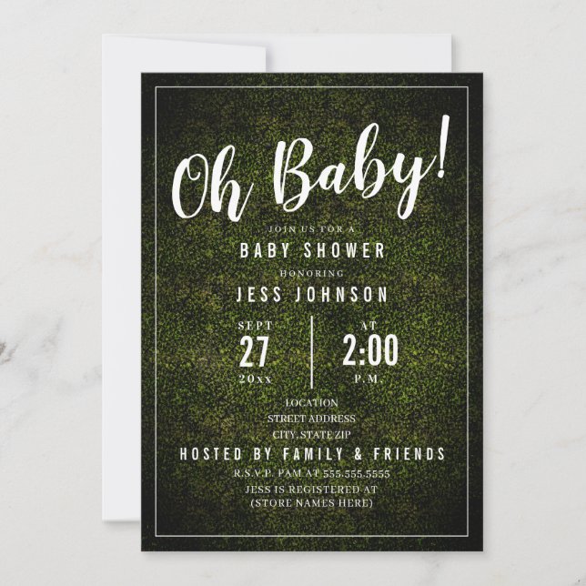 Invitación Oh Baby Boxwood Greenery Baby Shower (Anverso)