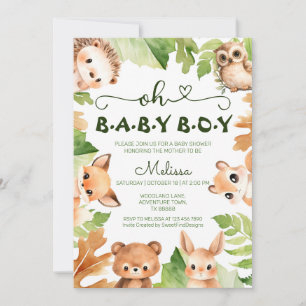 Invitación Oh Baby Boy Animals Elegante Baby Shower