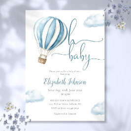 Invitación Oh Baby Boy Blue Air Balloon Baby Shower