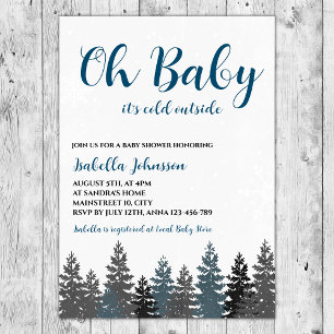 Invitación Oh Baby Boy Winter Woodland Baby Shower