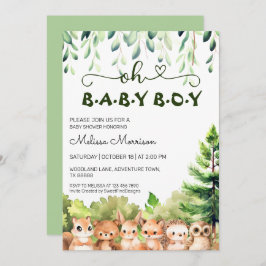 Invitación Oh Baby Boy Woodland Shower
