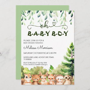 Invitación Oh Baby Boy Woodland Shower