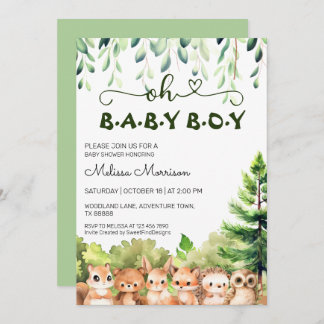 Invitación Oh Baby Boy Woodland Shower