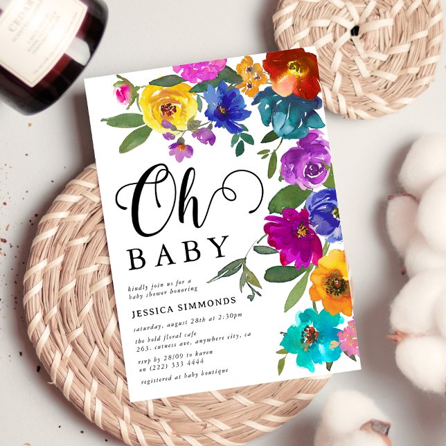 Invitación Oh Baby Bright & Bold Florals Baby Shower (Subido por el creador)