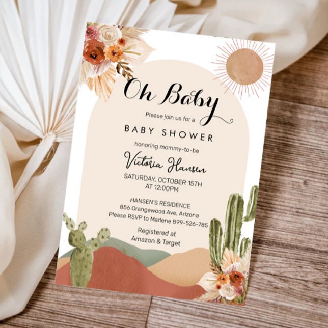 Invitación Oh Baby Cactus Desert Baby Shower Southwestern (Subido por el creador)
