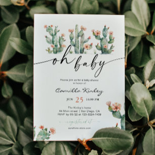 Invitación Oh Baby Cactus Fiesta de Bebé Floral