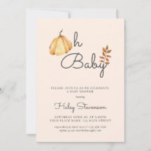 Oh Baby Calabaza Acuarela Otoño Rústico Baby Showe