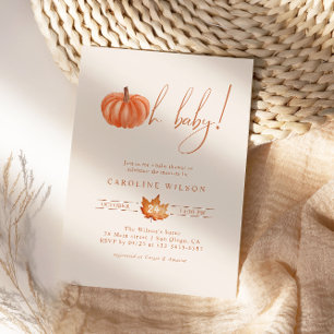 Invitación Oh Baby Calabaza Baby Shower Otoño Minimalista